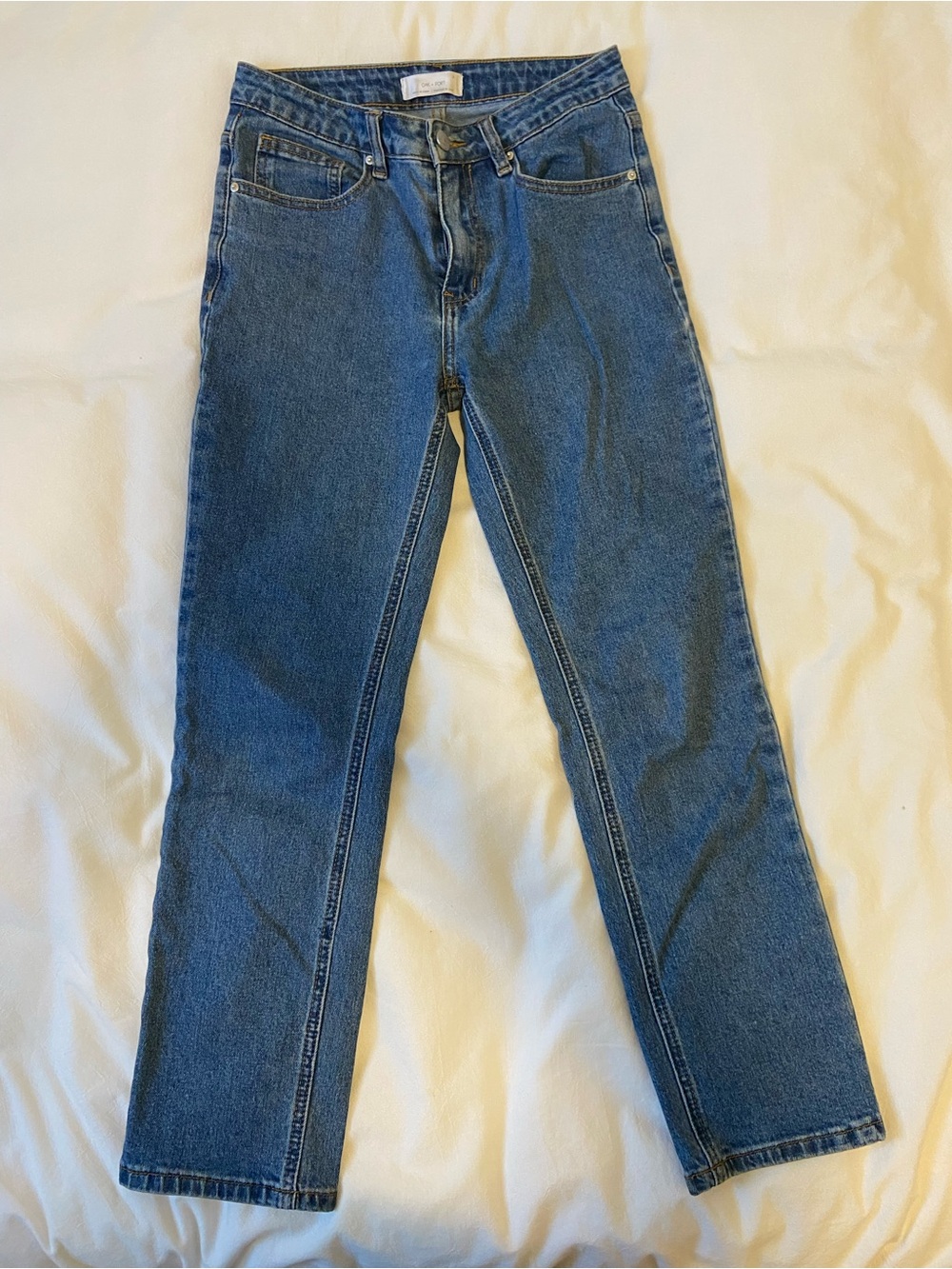 OAK + FORT Women's Ankle Cropped Jeans - Blue Denim